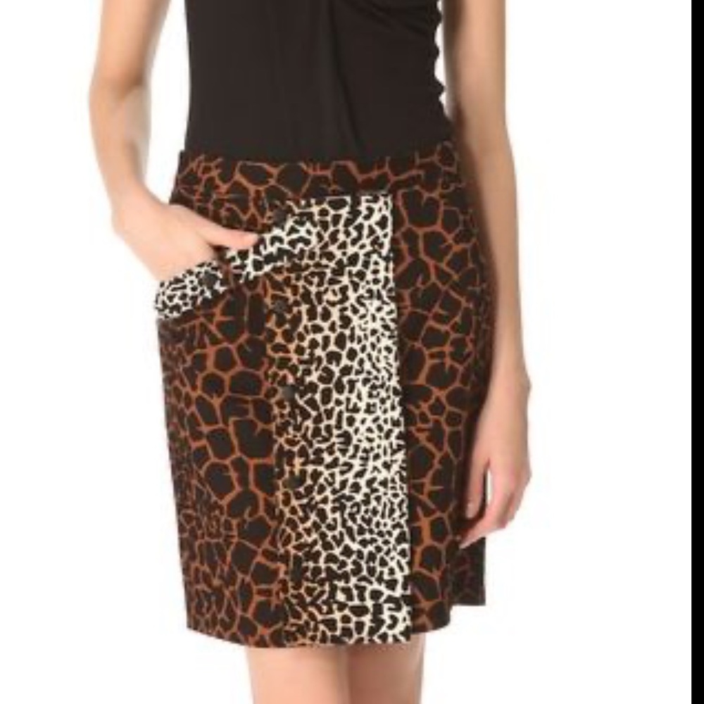 Derek Lam Black and Brown Patterned Pencil Skirt